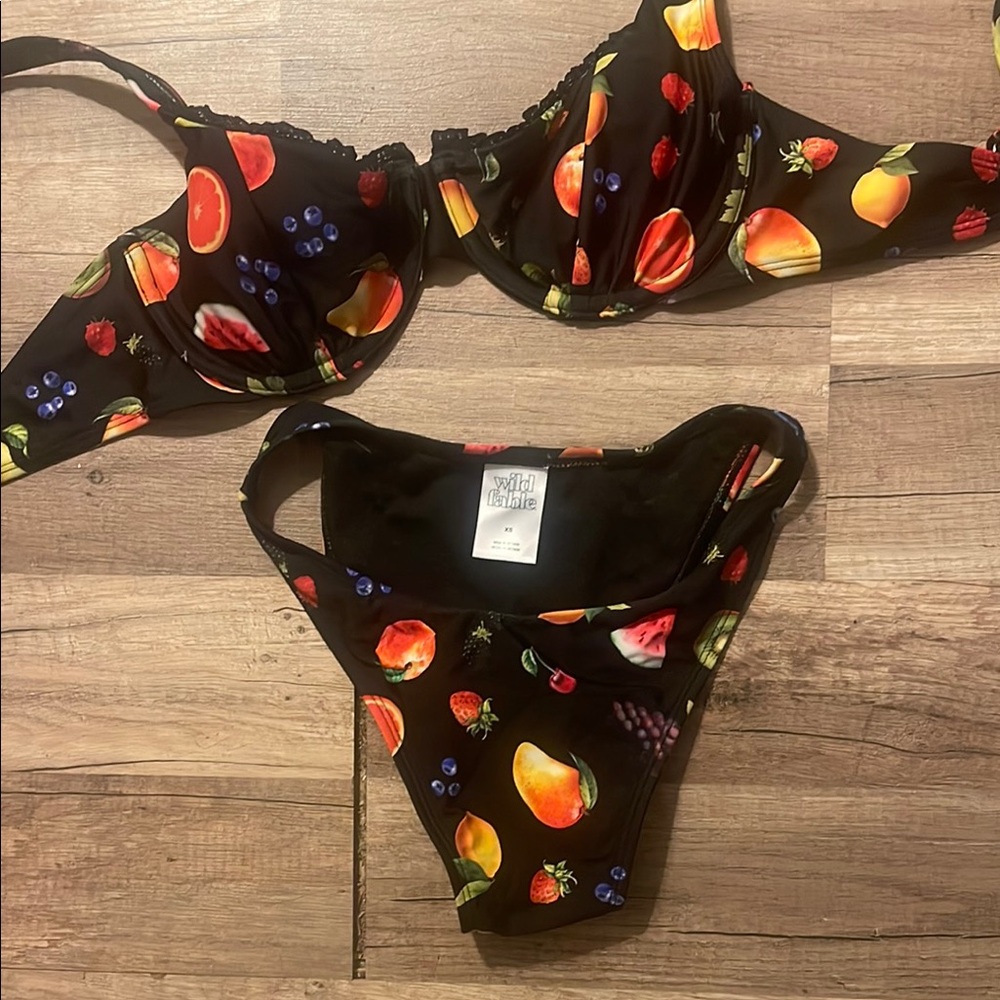 Wild Fable Black Fruit Print Bikini